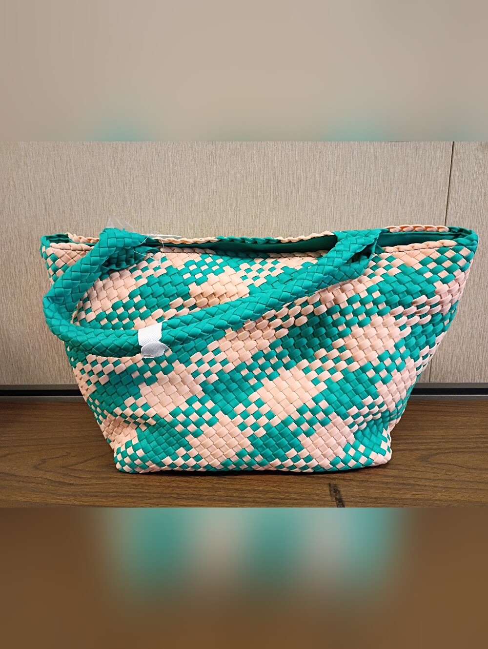 NWT Wildfox Green Peach Woven Beach Tote Handbag MSRP $125